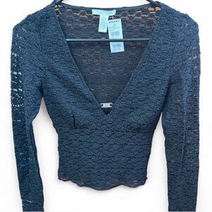 Full Tilt Black Lace V-Neck